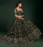 Superb Green Color Georgette Fabric Party Wear Lehenga