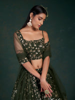 Superb Green Color Georgette Fabric Party Wear Lehenga