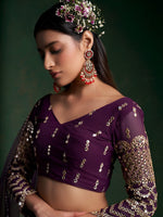 Superb Voilet Color Georgette Fabric Party Wear Lehenga
