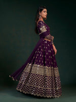Superb Voilet Color Georgette Fabric Party Wear Lehenga