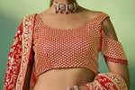 Superb Red Color Georgette Fabric Party Wear Lehenga
