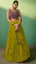Superb Green Color Georgette Fabric Party Wear Lehenga