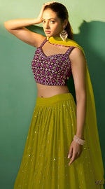 Superb Green Color Georgette Fabric Party Wear Lehenga