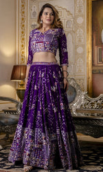 Superb Purple Color Blooming Fabric Party Wear Lehenga