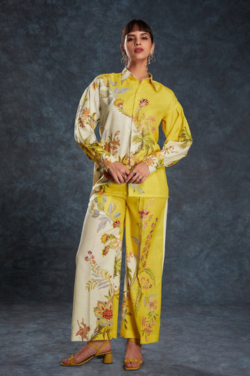 Amazing Yellow Color Linen Fabric Cord Set