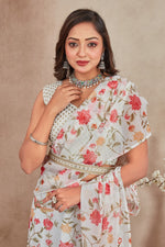 Striking Cream Color Georgette Fabric Party Wear Lehenga