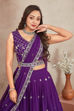 Striking Purple  Color Georgette Fabric Party Wear Lehenga