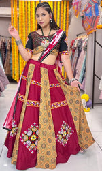 Amazing Maroon Color Muslin Fabric Party Wear Lehenga