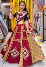 Amazing Maroon Color Muslin Fabric Party Wear Lehenga