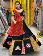 Amazing Black  Color Rayon Fabric Party Wear Lehenga