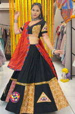 Amazing Black  Color Rayon Fabric Party Wear Lehenga