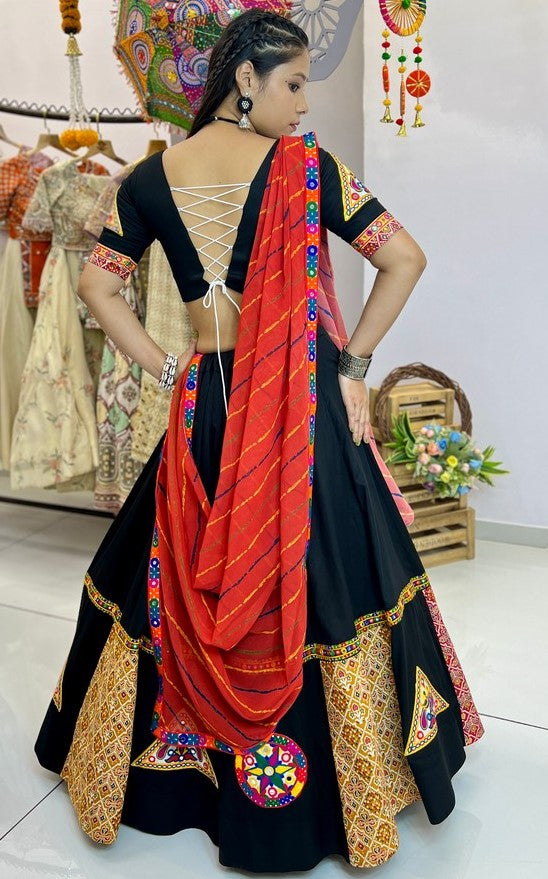 Amazing Black  Color Rayon Fabric Party Wear Lehenga