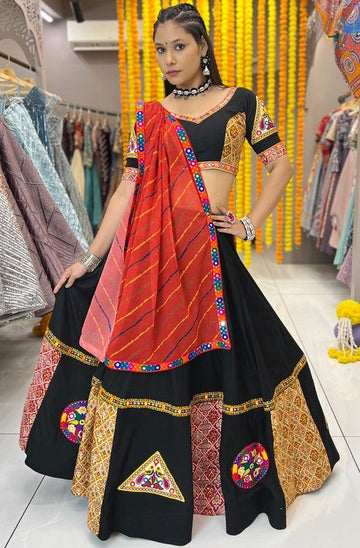 Amazing Black  Color Rayon Fabric Party Wear Lehenga