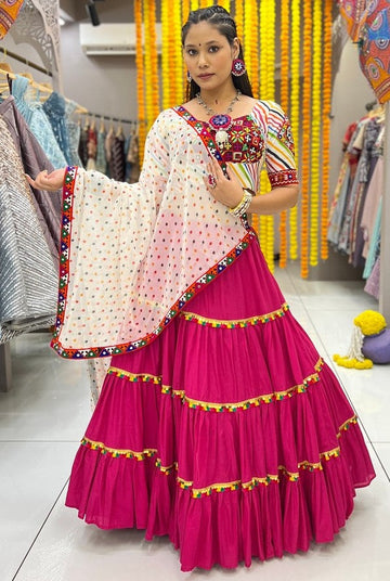 Superb Pink Color Rayon Fabric Designer Lehenga