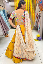 Superb Yellow Color Rayon Fabric Designer Lehenga