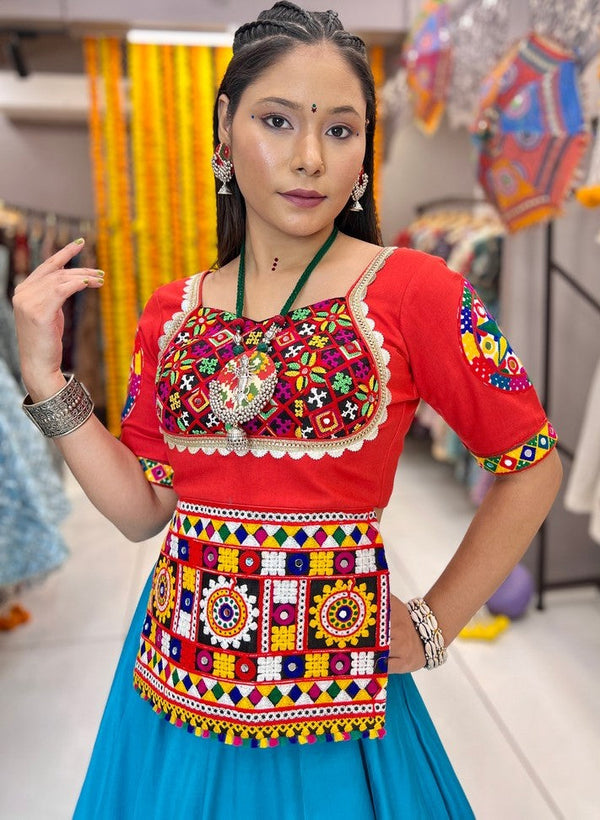Superb Aqua Color Silk Fabric Designer Lehenga
