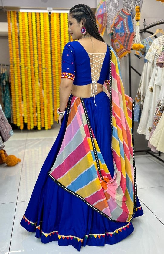 Dazzling Blue Color Rayon Fabric Designer Lehenga