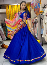 Dazzling Blue Color Rayon Fabric Designer Lehenga
