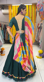 Dazzling Green Color Rayon Fabric Designer Lehenga