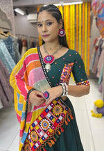 Dazzling Green Color Rayon Fabric Designer Lehenga