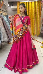 Dazzling Pink Color Rayon Fabric Designer Lehenga
