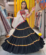 Dazzling Black Color Rayon Fabric Designer Lehenga