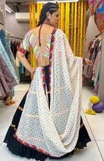 Dazzling Black Color Rayon Fabric Designer Lehenga