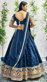 Impressive Teal Color Rayon Fabric Designer Lehenga