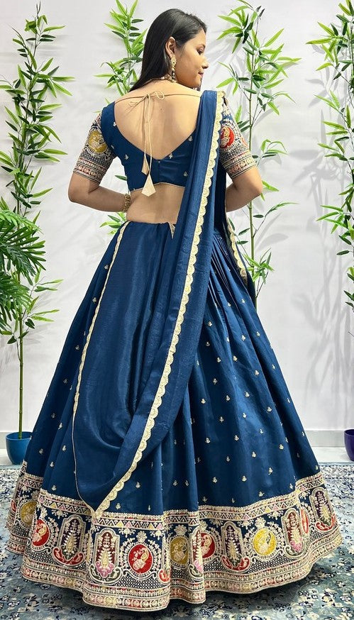 Impressive Teal Color Rayon Fabric Designer Lehenga