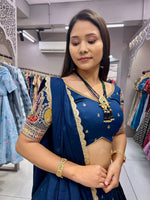Impressive Teal Color Rayon Fabric Designer Lehenga