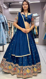 Impressive Teal Color Rayon Fabric Designer Lehenga