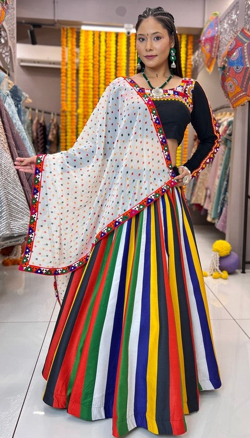 Impressive Multi Color Rayon Fabric Designer Lehenga