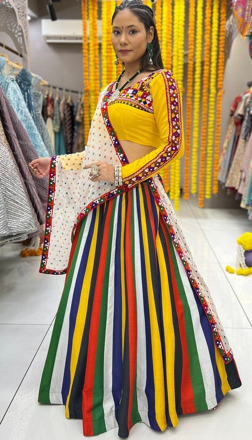 Impressive Multi Color Rayon Fabric Designer Lehenga