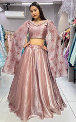 Impressive Peach  Color Jimmy Fabric Designer Lehenga