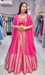 Impressive Pink  Color Silk Fabric Designer Lehenga