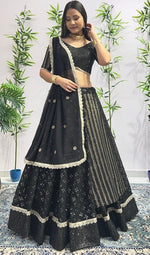 Dazzling Black Color Georgette  Fabric Party Wear Lehenga