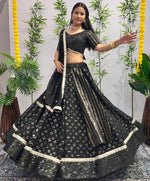 Dazzling Black Color Georgette  Fabric Party Wear Lehenga