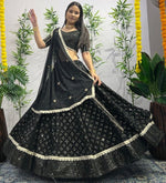 Dazzling Black Color Georgette  Fabric Party Wear Lehenga
