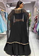 Dazzling Black Color Georgette Fabric Party Wear Lehenga