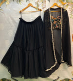 Dazzling Black Color Georgette Fabric Party Wear Lehenga