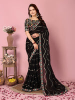 Graceful Black Color Silk Fabric Designer Saree