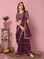Graceful Wine Color Silk Fabric Designer Saree