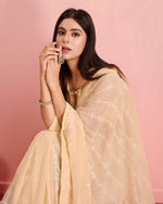 Beautiful Cream Color Georgette Fabric Designer Saree