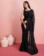 Beautiful Black Color Georgette Fabric Designer Saree
