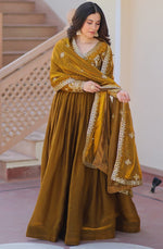 Dazzling Green Color Fandy Fabric Gown