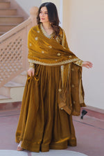 Dazzling Green Color Fandy Fabric Gown