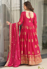 Dazzling Pink Color Georgette Fabric Gown