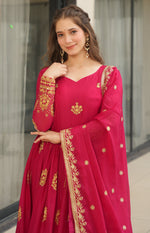 Dazzling Pink Color Georgette Fabric Gown