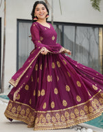 Dazzling Wine Color Georgette Fabric Gown