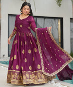 Dazzling Wine Color Georgette Fabric Gown